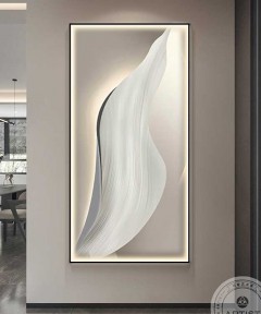 The Gray Panel With The Golden Frame Has Elegant Lighting